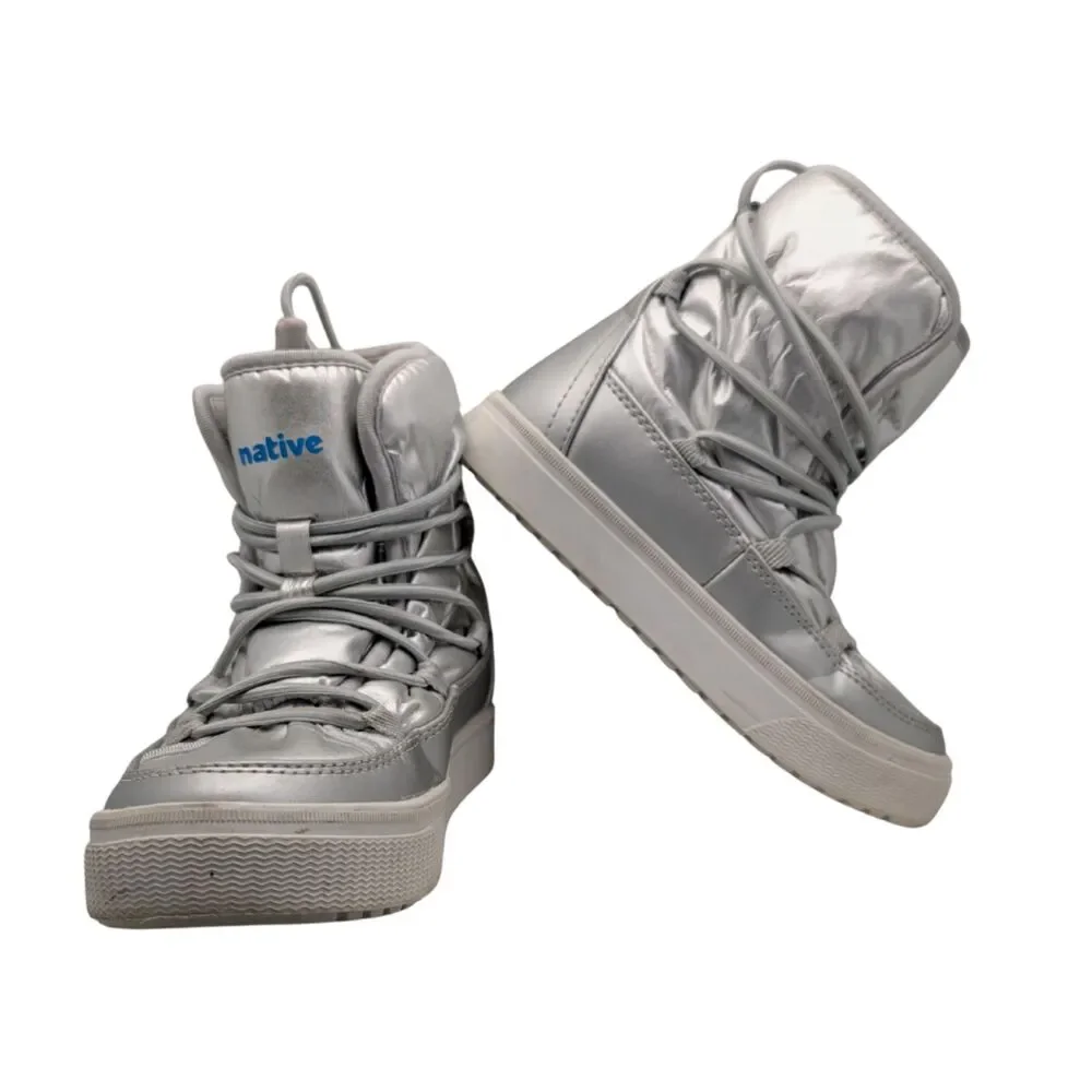 Native Silver Metallic Chamonix Child Snow Boot Size Big Kid 1